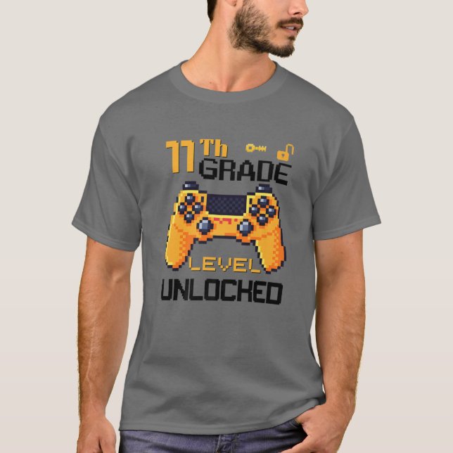 T-shirt 11E Classe Jeu Vidéo Déverrouillé Joueurs Pixel (Devant)