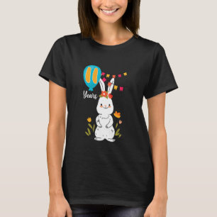 T-shirt 11e fête d'anniversaire 11 ans Lapin Fleurs de lap