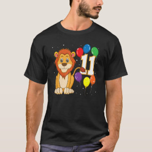 T-shirt 11e fête d'anniversaire 11 ans Lion Zookeeper Zoo