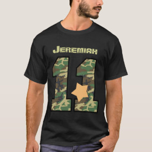 T-shirt 11ème Anniversaire Camo onze ans de nom fait sur