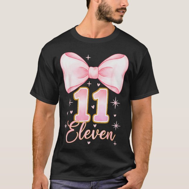 T-shirt 11th Birthday Girl Coquette Bow Its My Eleven Birt (Devant)