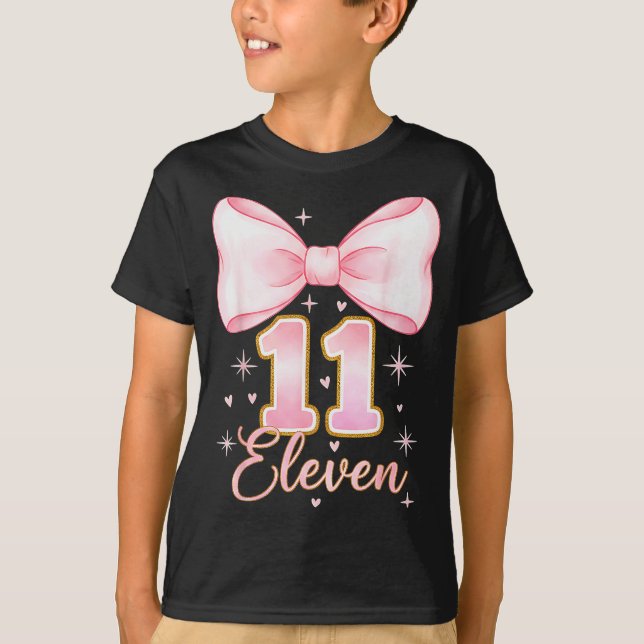 T-shirt 11th Birthday Girl Coquette Bow Its My Eleven Birt (Devant)