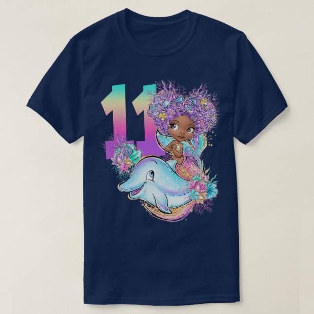 T-shirt 11TH Birthday Girl Mermaid Gift Birthday Party Kid (Design devant)