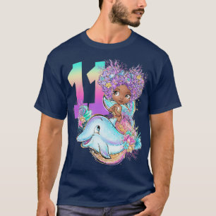 T-shirt 11TH Birthday Girl Mermaid Gift Birthday Party Kid