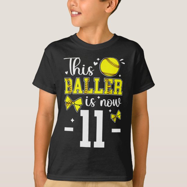 T-shirt 11th Birthday Softll Girl Eleven Year Old Softll P (Devant)