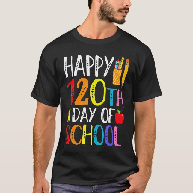 T-shirt 120 Jours D'école Enseignant Et Élève (Devant)