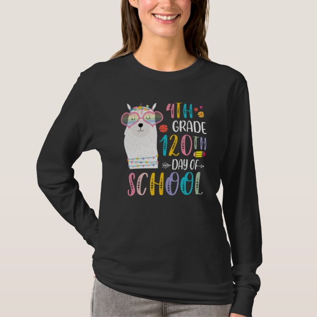 T-shirt 120th day of School No Prob Llama 120 Days Of 4th  (Devant)
