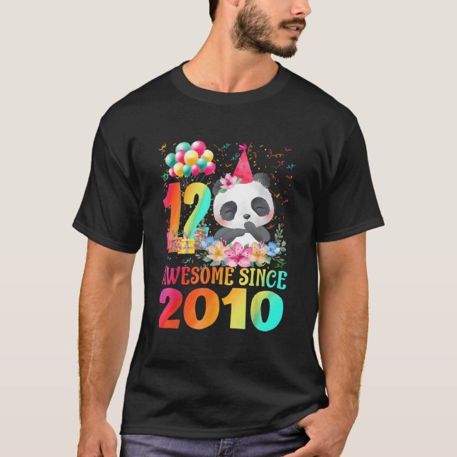 T-shirt 12 12Th Panda Awesome Since 2010 (Devant)