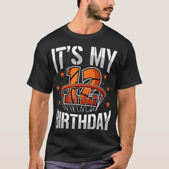 T-shirt 12 Ans 12E Anniversaire Basketball Party Garçons K (Devant)