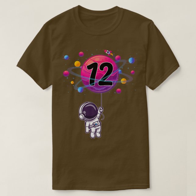 T-shirt 12 ans 12e anniversaire garçon astronaute cadeau (Design devant)
