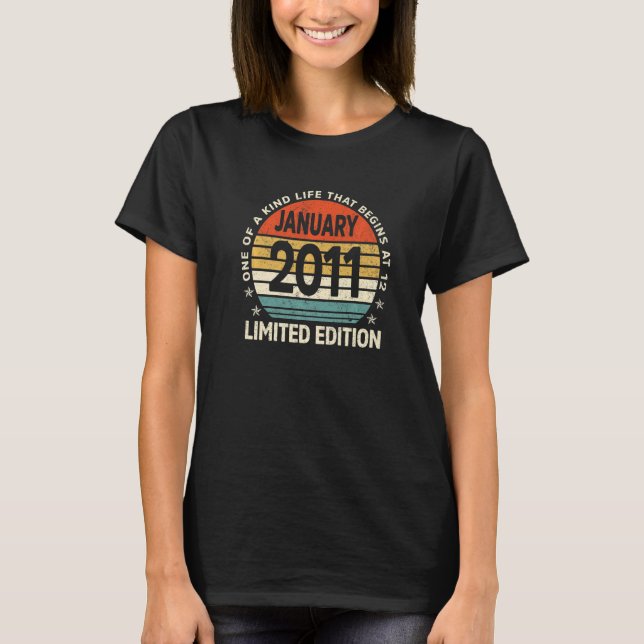 T-shirt 12 ans 12e anniversaire Janvier 2011 (Devant)