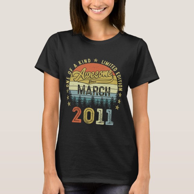T-shirt 12 Ans Awesome Depuis Mars 2011 12e anniversaire (Devant)