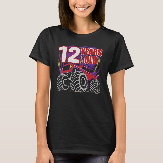 T-shirt 12 Ans Camion Monster Pour Garçons Et Filles (Devant)