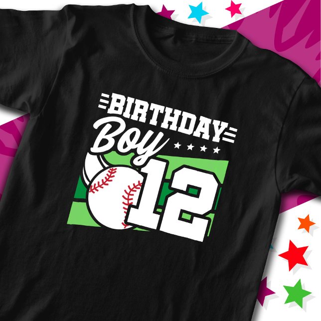 T-shirt 12 Ans de la fête de baseball thème 12e anniversai (Créateur téléchargé)