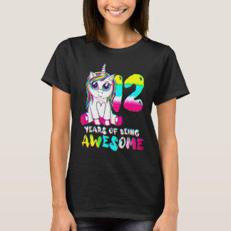 T-shirt 12 ans fille mignonne Unicorn 12e Anniversaire Cla