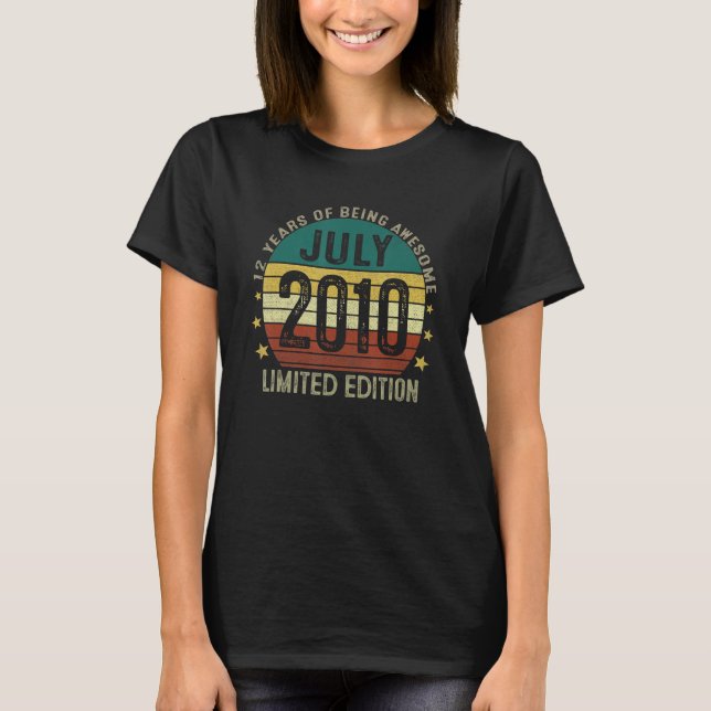 T-shirt 12 Ans Juillet 2010 12e Anniversaire (Devant)