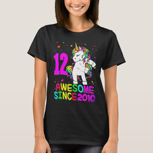 T-shirt 12 Ans Unicorne Flossing 12e Anniversaire Girl U (Devant)