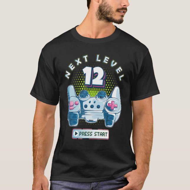T-shirt 12 Birthday Gamer Next Level 12 Gaming Controller  (Devant)