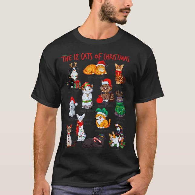 T-shirt 12 Cats Of Christmas Funny Holiday Xmas Cat Lover  (Devant)