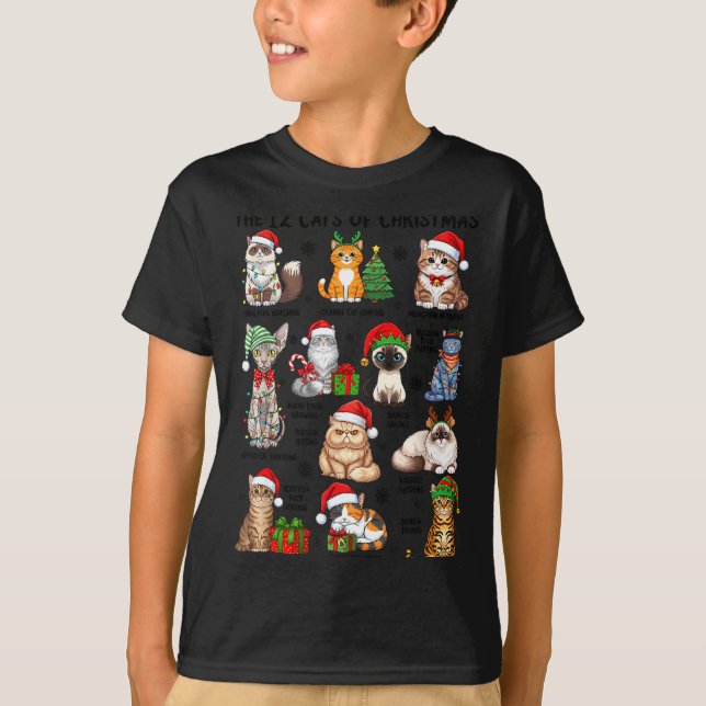 T-shirt 12 Cats Of Christmas Funny Xmas Cat Lover Holiday  (Devant)