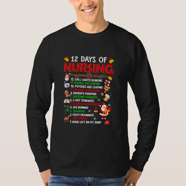 T-shirt 12 Days Of Nursing Merry Christmas For Women Xmas (Devant)