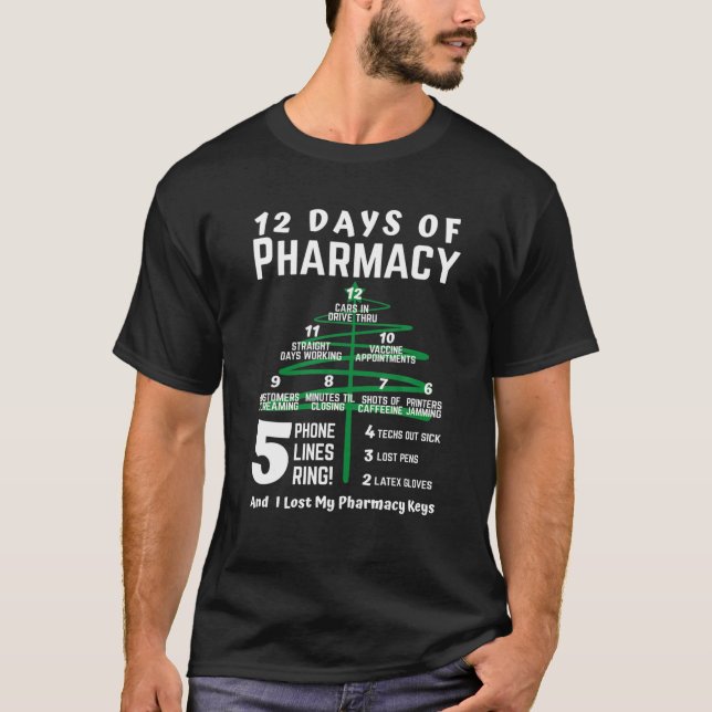 T-shirt 12 Days Of Pharmacy Chrisrmas Tree Pharmacist Xmas (Devant)