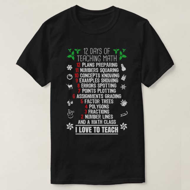 T-shirt 12 Days of Teaching Math XMas Christmas Gifts For  (Design devant)