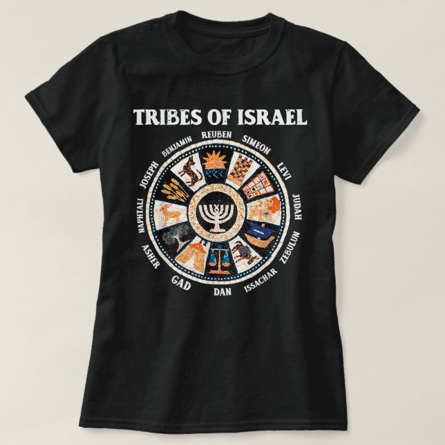 T-shirt 12 Douze tribus d'Israël Hébreux Israélite Juda (Design devant)