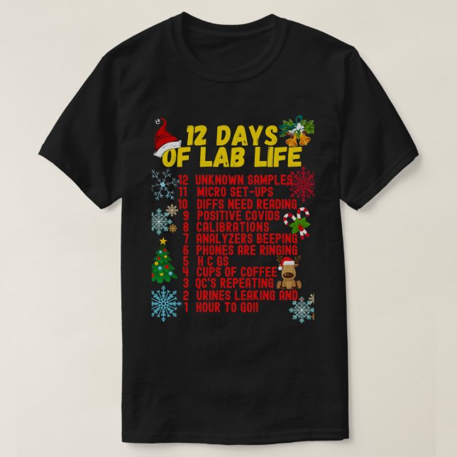 T-SHIRT 12 JOURS DE VIE LABRE NOËL LABORATOIRE MÉDICALE S (Design devant)