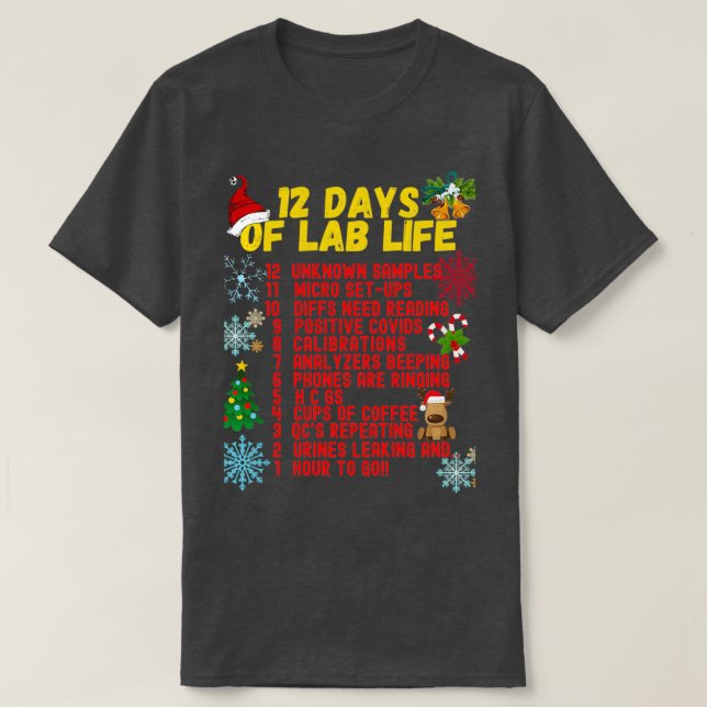 T-SHIRT 12 JOURS DE VIE LABRE NOËL LABORATOIRE MÉDICALE S (Design devant)