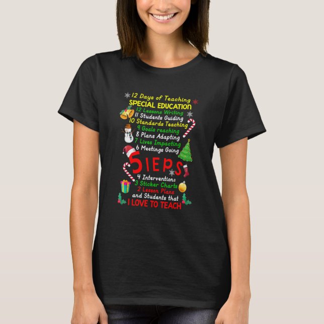 T-shirt 12 jours d'enseignement pour Noël d'un professeur  (Devant)