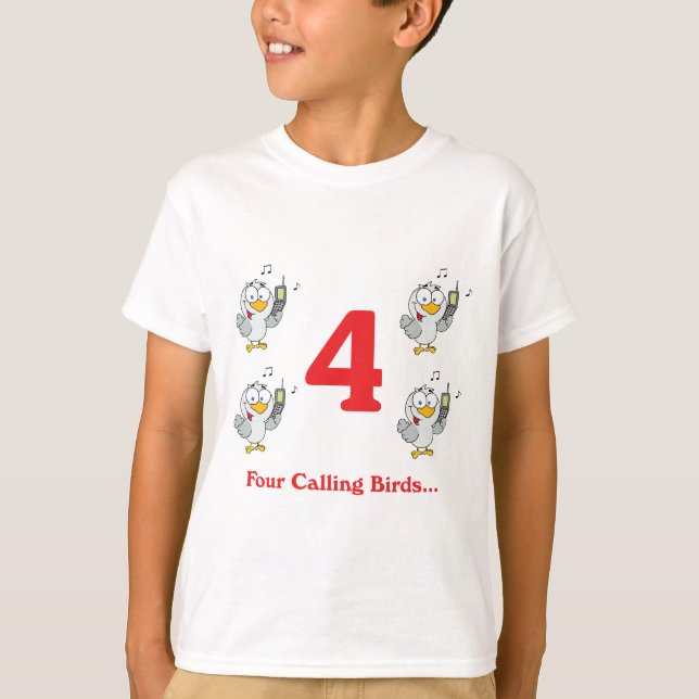 T-shirt 12 jours quatre oiseaux chanteurs (Devant)