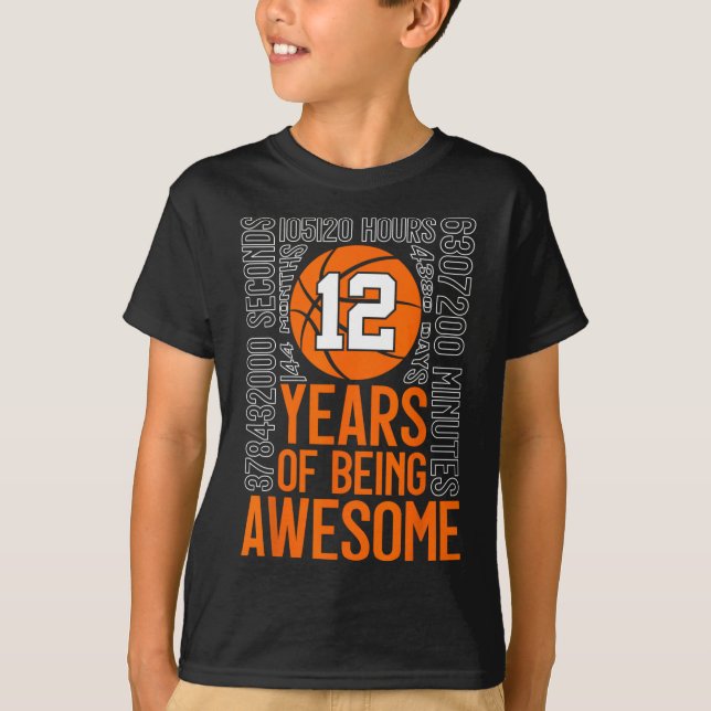 T-shirt 12 Years Of Being Awesome Sketll 12th Birthday  (Devant)