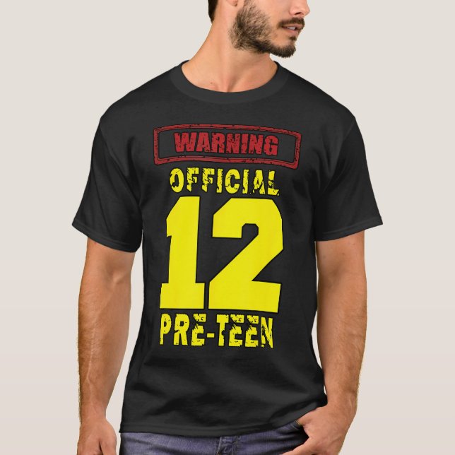 T-shirt 12E Anniversaire 12Ans Avertissement-Officiel Pré- (Devant)