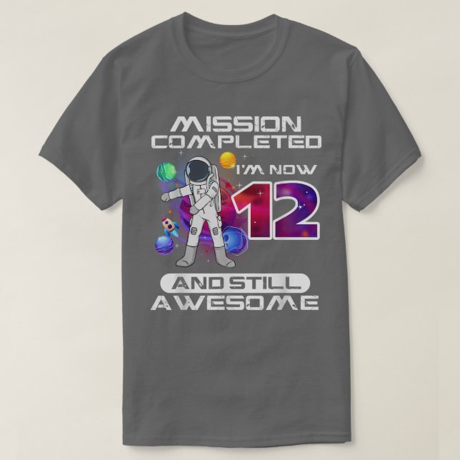 T-shirt 12e anniversaire astronaute spatiale Lover 12 ans  (Design devant)