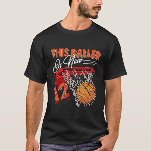 T-shirt 12e anniversaire Basketball Funny 12 ans (Devant)
