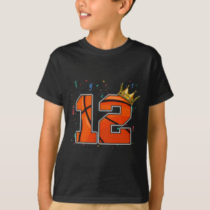 T-shirt 12e anniversaire Basketball grand nombre 12 ans Bo