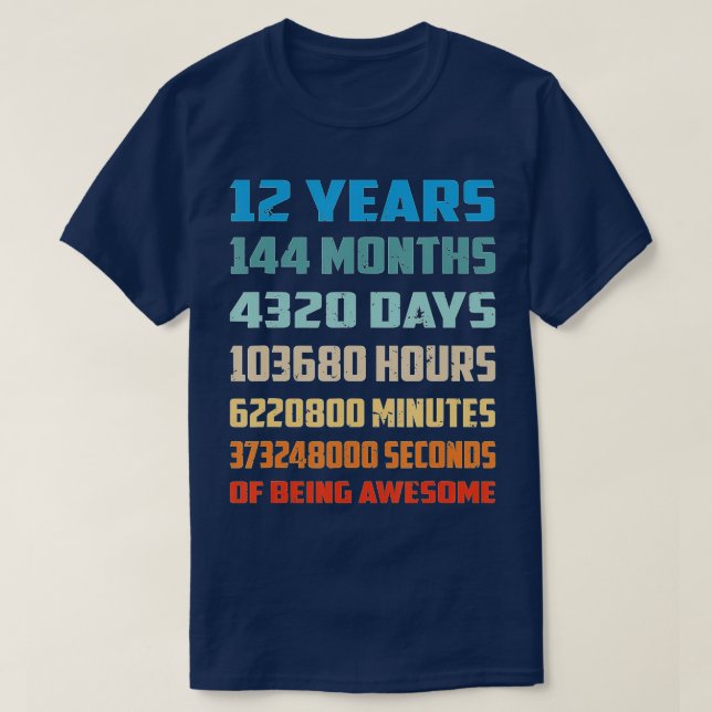 T-shirt 12e anniversaire Cadeau 12 ans Etre génial  (Design devant)