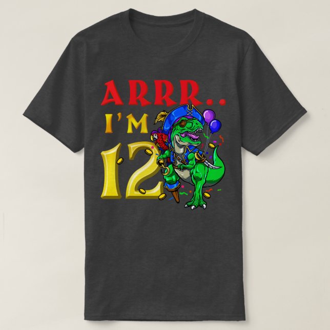T-shirt 12e anniversaire Dinosaur Pirate (Design devant)