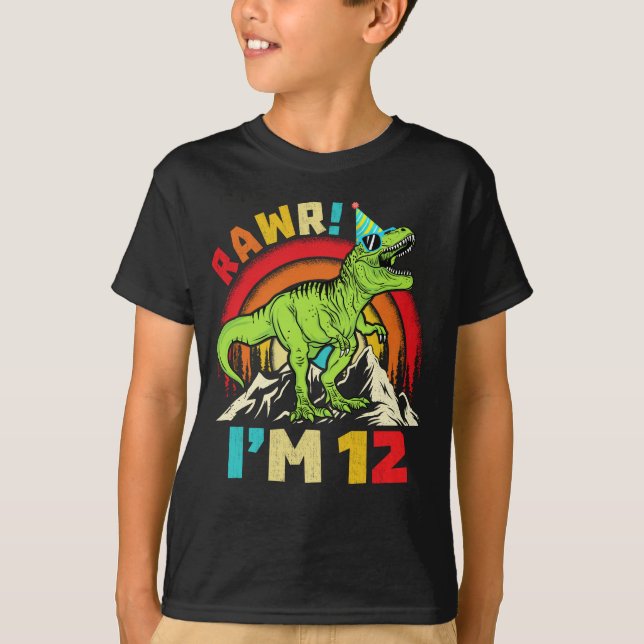 T-shirt 12e anniversaire Dinosaur T Rex Rawr J'ai 12 ans p (Devant)