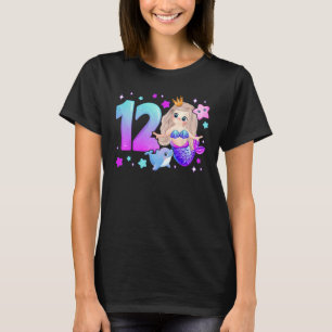 T-shirt 12e anniversaire fille 12 ans, Sirène, numéro 12