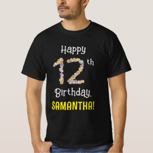 T-shirt 12e anniversaire : Fleurs florales Numéro "12" + N