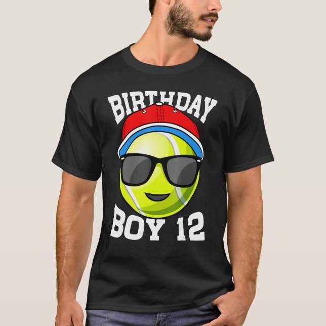 T-shirt 12e anniversaire garçon 12 ans joueur de tennis En (Devant)