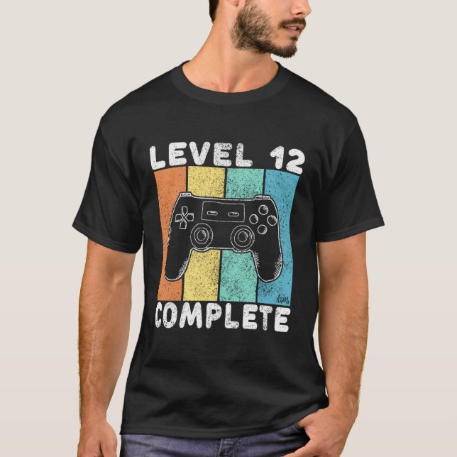 T-shirt 12E Anniversaire Garçons Jeu Niveau 12 Complet 12  (Devant)