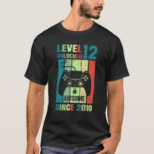 T-shirt 12e Anniversaire Jeu Niveau 12 Déverrouillé Awesom
