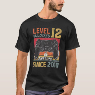 T-shirt 12e Anniversaire Jeu Niveau 12 Déverrouillé Awesom