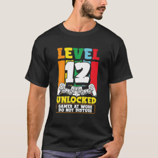 T-shirt 12E Anniversaire Niveau 12 Jeu Vidéo Déverrouillé 
