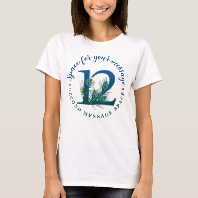 T-shirt 12e anniversaire Plumes de paon (Devant)