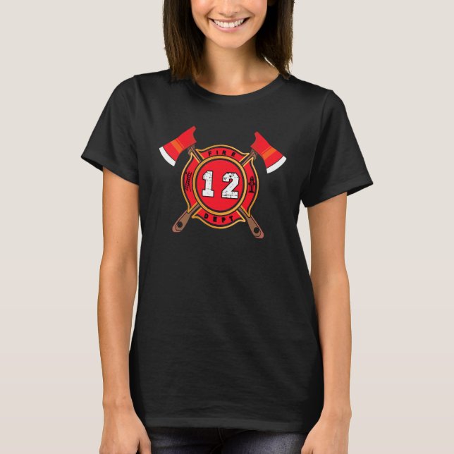 T-shirt 12e anniversaire pompier garçon Douze ans pompier (Devant)
