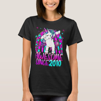 T-shirt 12e anniversaire Rainbow 12 ans Dabbing licorn